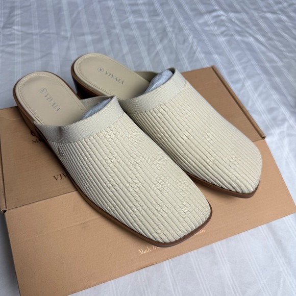Vivaia Knit Mules Square Toe Block Heel Slip On Size 9.5 EUR‎ 41 - Picture 8 of 14